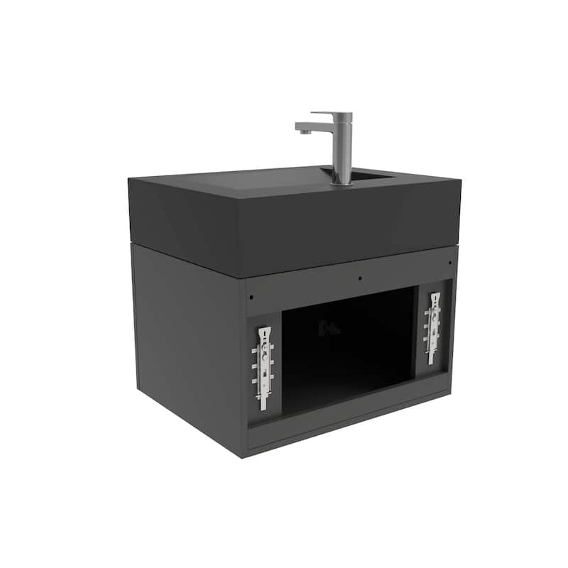 Nile 24-Inch Wall Mounted Bathroom Vanity Set w/ Black Top