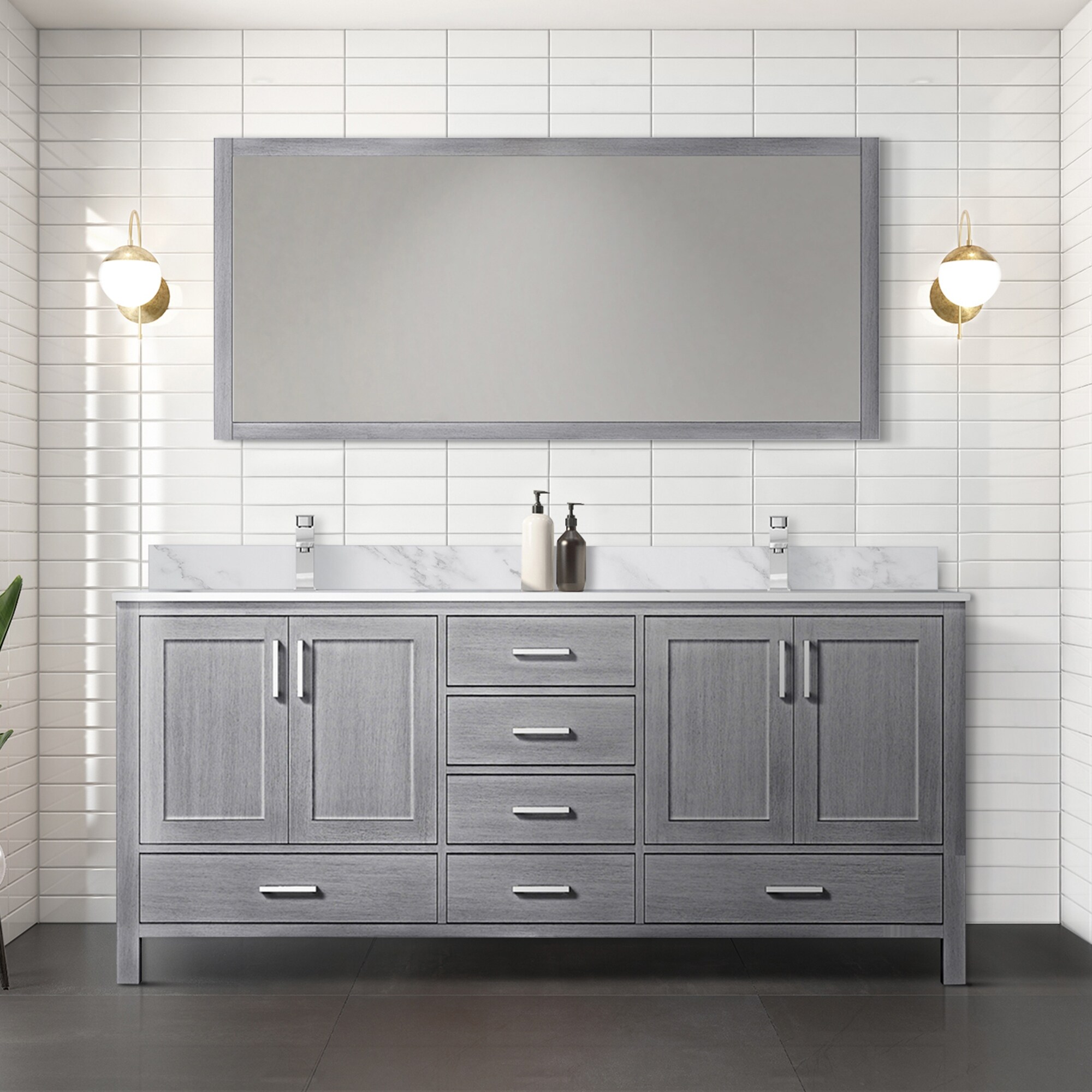Jacques 72 in. W x 22 in. D Distressed Grey Double Bath Vanity