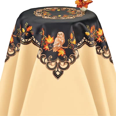 Embroidered Owl on Branches Fall Table Linens