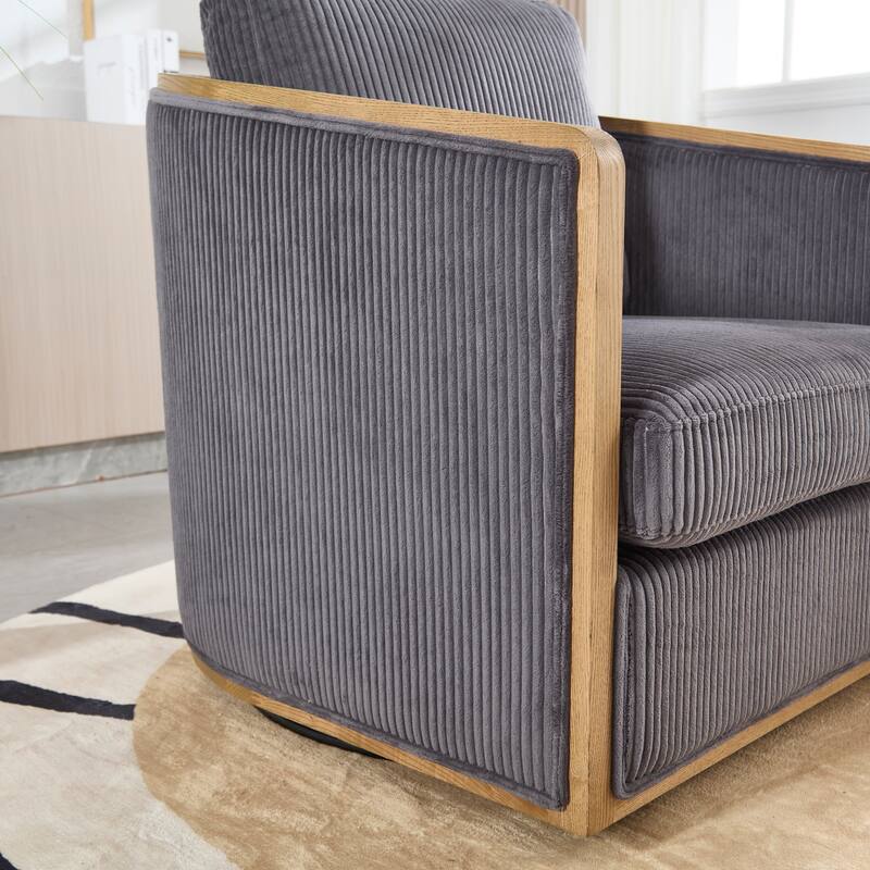 Accent Chair Sofa Chair with High-Density Foam and Curved Back, Degree Swivel Barrel Club Chair Lounge Chair