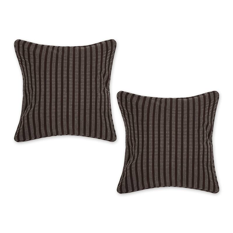 Off-White Dobby Stripes Recycled Cotton Pillow Cover 18x18 (Set of 2) - Dobby Stripe, Chocolate