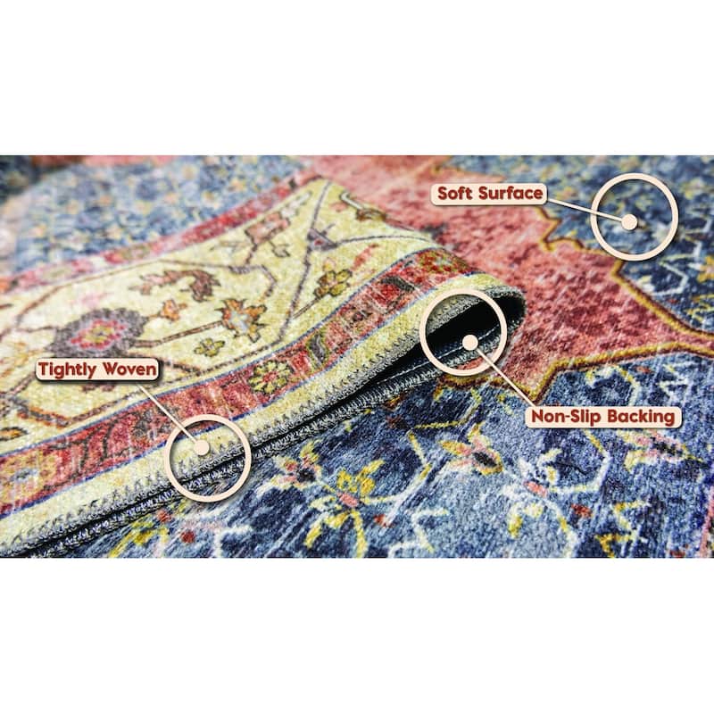 L'Baiet Sasha Coral Distressed Machine Washable Rug