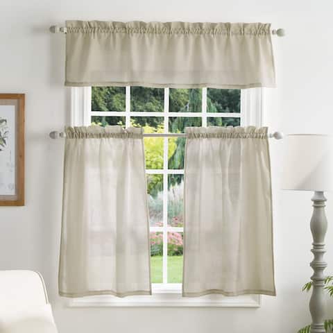 Martha Stewart Bedford Woven Plaid 3-pc Curtain Tier and Valance Set