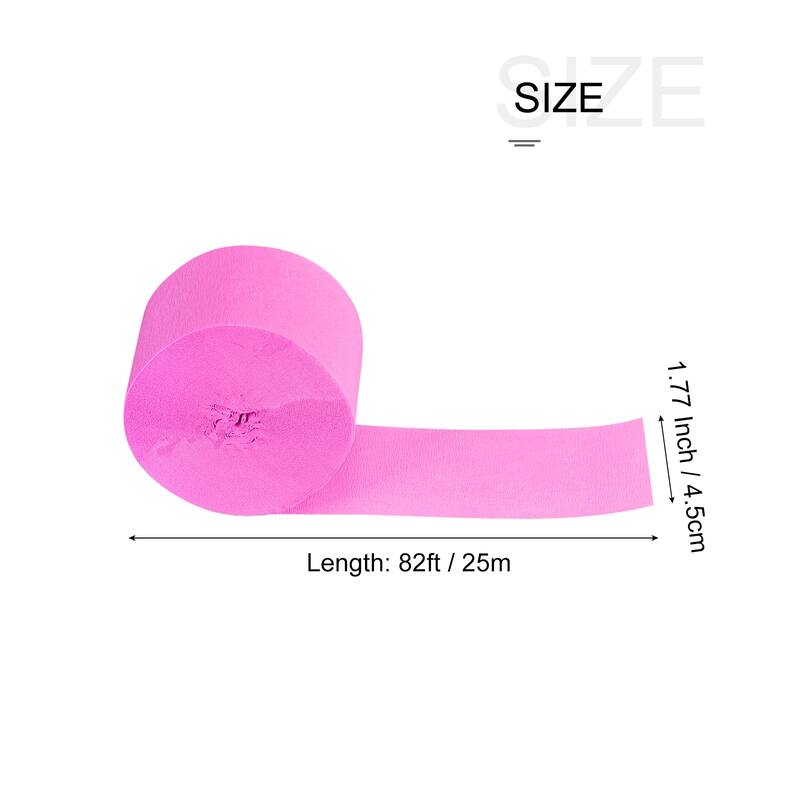 5pcs Crepe Paper Streamer Decoration 82ft Long 1.77 Inch Wide - Bright Pink