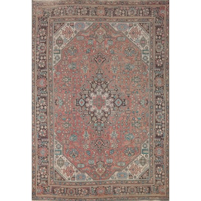 Pink Tabriz Persian Area Rug Hand-Knotted Wool Carpet - 6'8" x 9'9"