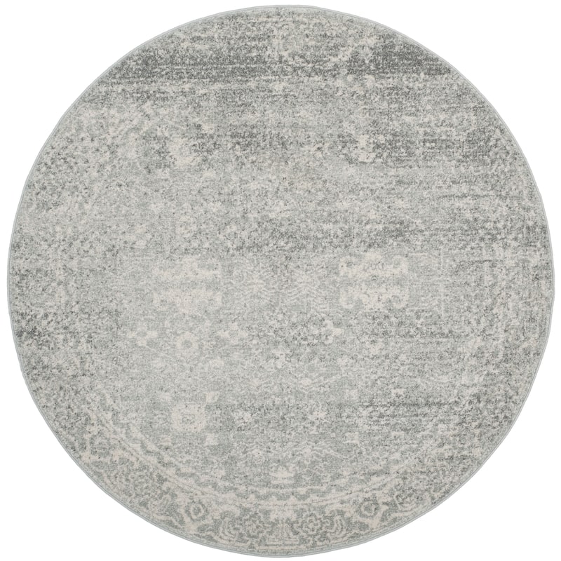SAFAVIEH, Evoke Karola Vintage Boho Rug - 5'3" Round - Silver/Ivory