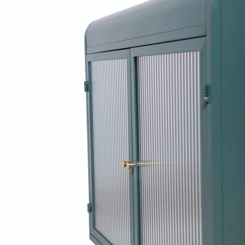 Modern Fluted Glass Wall Cabinet - Adjustable Shelves