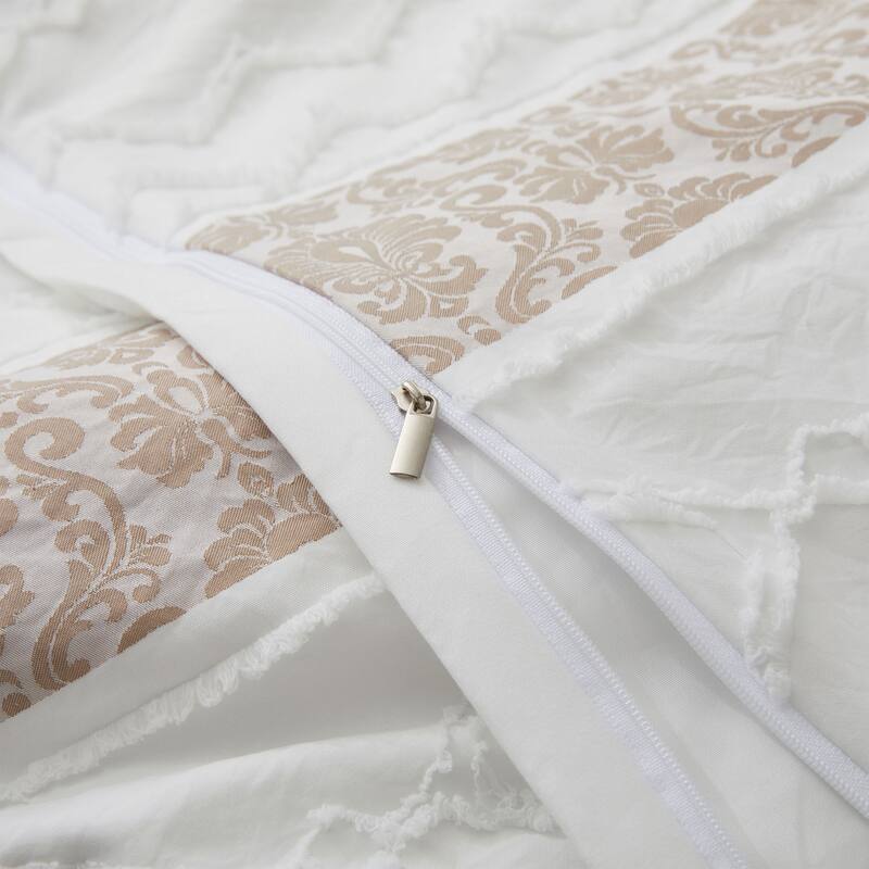 3-Piece Textured Stripe Geometric Oversized Stylish Duvet Cover Set