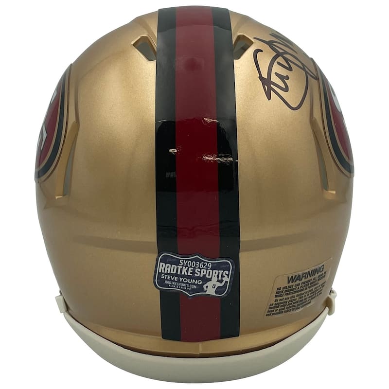 Steve Young Autographed San Francisco 49ers Signed Football Mini Helmet Radtke Sports COA - 8' x 11'