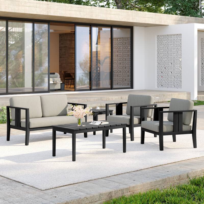 5-Piece Casual Outdoor Patio Furniture Set In Solid Teak Wood