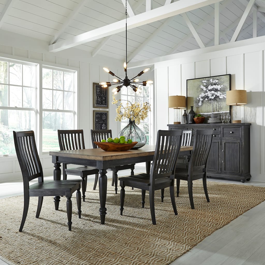 Harvest Home Rectangular Dining Room Table 7 Piece Set with Chairs