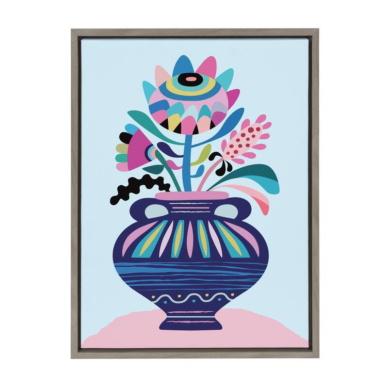 Kate and Laurel Sylvie Whimsical Floral Canvas by Rachel Lee