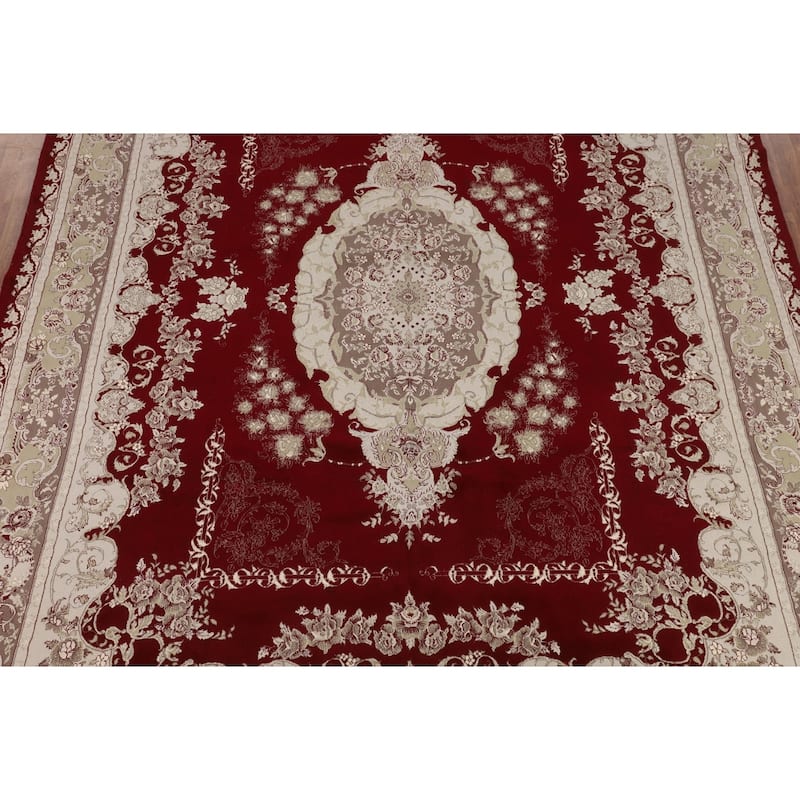 Victorian Style Tabriz Turkish Area Rug Medallion Machine Made Carpet - 9'9" x 13'5"