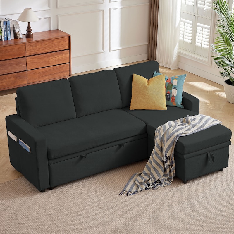 78.94" Pin Striped Fabric Sleeper Sofa