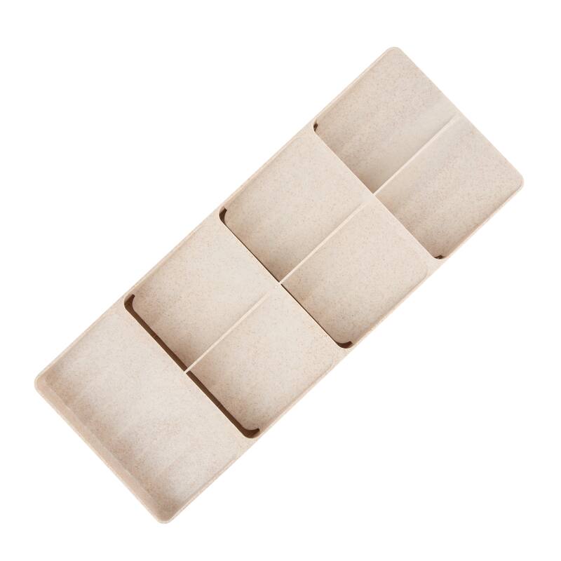 Kitchen Details 7 Compartment Cutlery Organizer in Natural - Brown - 15.7"x 6.2"x 1.75"