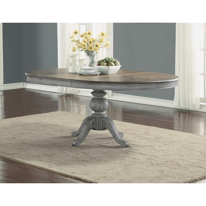 Plymouth Gray Wood Pedestal Dining Table - 72" x 30" x 54"