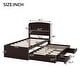 preview thumbnail 7 of 13, Twin XL Platform Bed with Storage LED Headboard, Charging Station, Trundle & 2 Drawers, Sturdy Pine Wood Frame, Dark Brown
