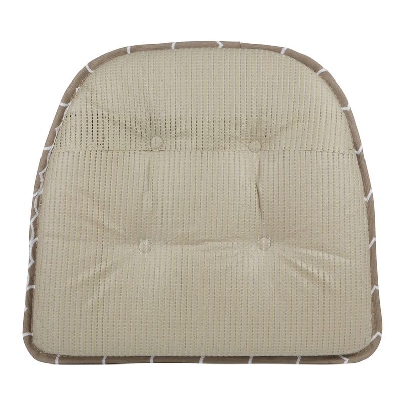 Klear Vu Trellis Tufted Non-Slip Geometric Dining Chair Cushion Set