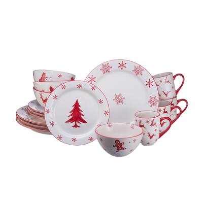 Euro Ceramica Winterfest Stoneware 16 Piece Dinnerware Set (Service for 4)
