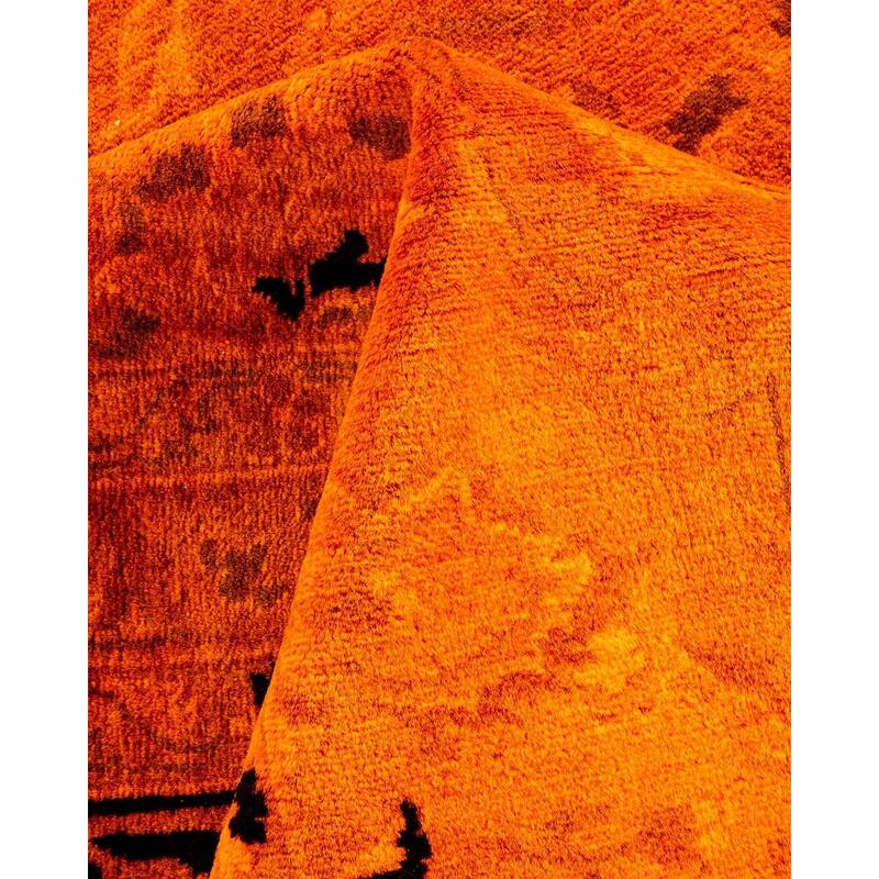 Overton Hand Knotted Wool Vintage Inspired Modern Contemporary Overdyed Orange Area Rug - 8' 3" x 10' 4"