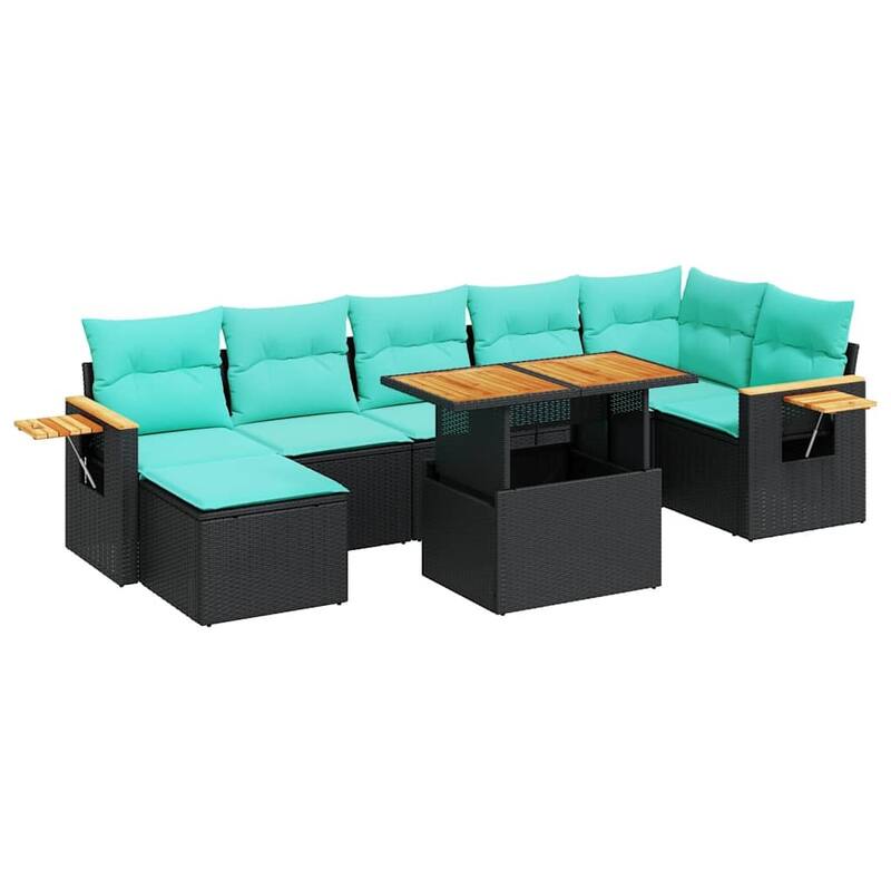 vidaXL Patio Sofa Set with Cushions Outdoor Furniture 8 Piece Poly Rattan