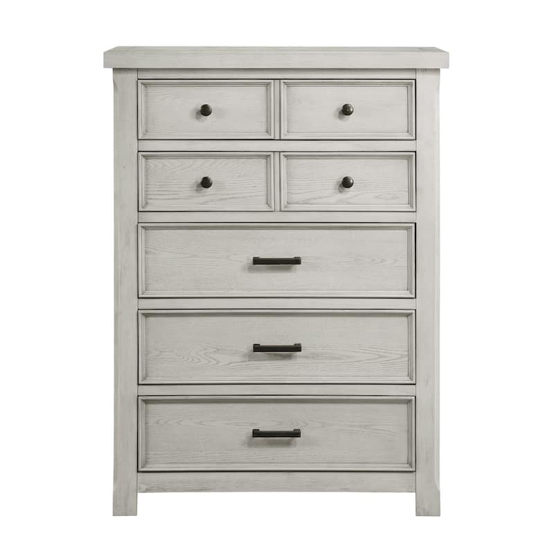 Myna 57 Inch Tall Dresser Chest with 7 Drawers, Rustic White Oak Veneer