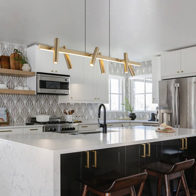 6 Light Modern Industrial LED Track Lighting Kit Industrial Adjustable Linear Spotlights - W47.24" - Gold