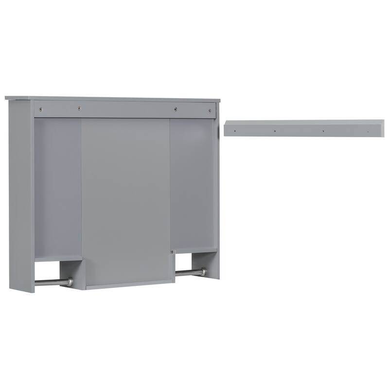 GDFStudio - Auburn Modern Wall-Mounted Bathroom Storage Cabinet with Mirror and Towels Bar - 35'' x 28''