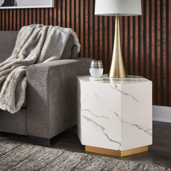 Darcy Faux Marble End Table by iNSPIRE Q Bold