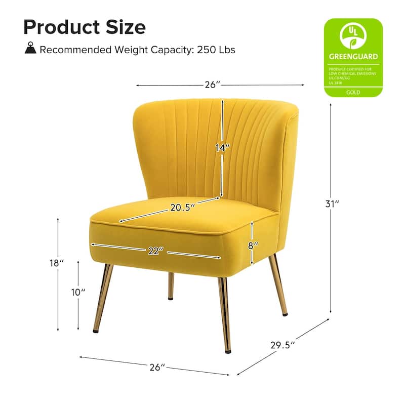 Monica 22''W Upholstered Modern Tufted Accent Side Chair with Gold Legs by HULALA HOME