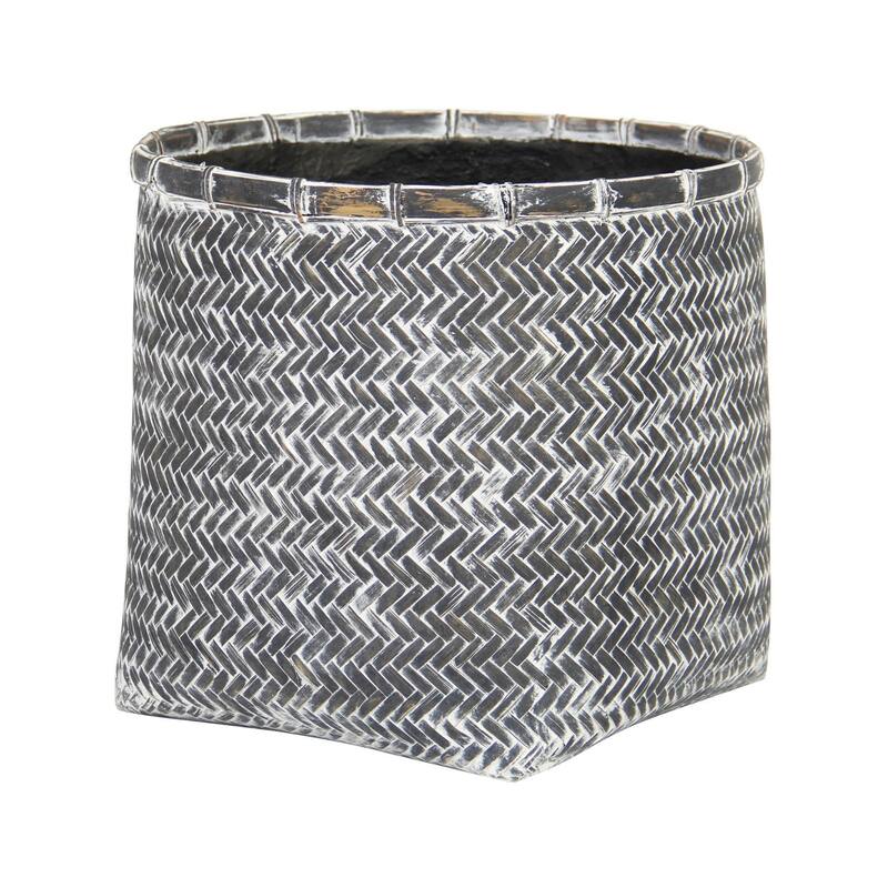 Patio Bamboo Indoor Basket Pot, Grey Wash
