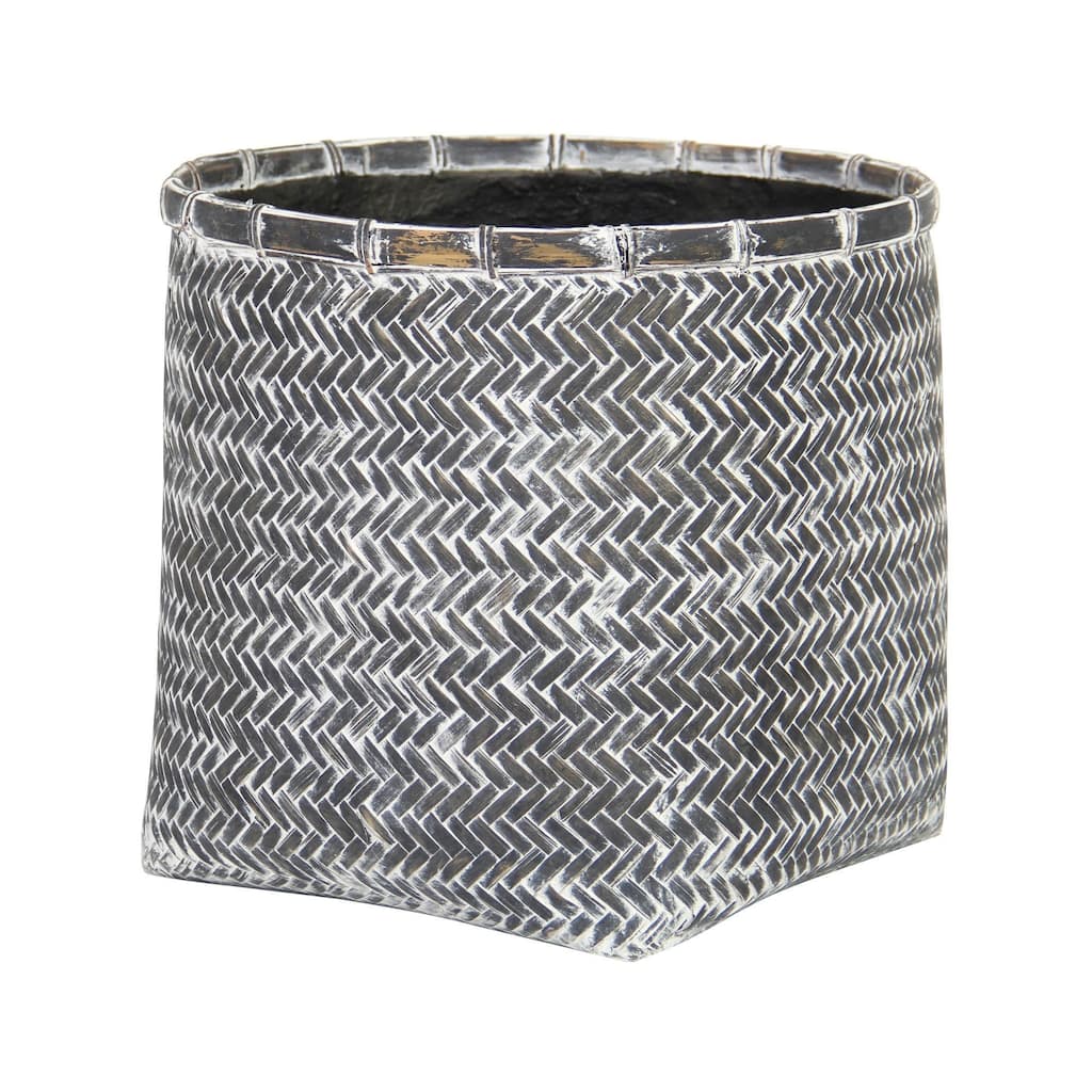 Patio Bamboo Indoor Basket Pot, Grey Wash