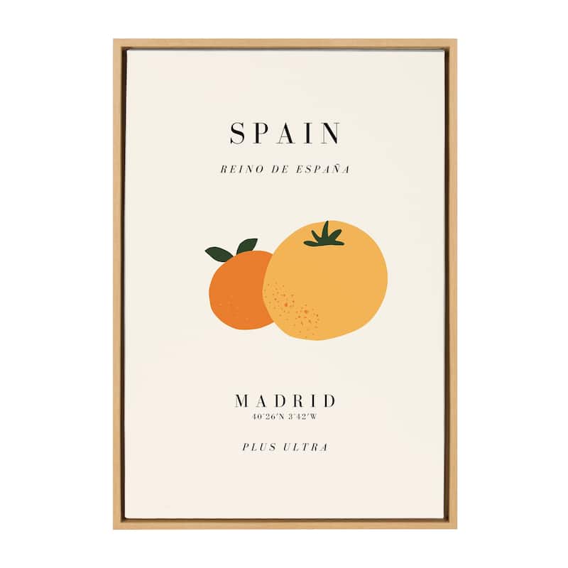 Kate and Laurel Sylvie Travel Poster Spain Framed Canvas by Chay O. - 23x33 - Plastic - Brown