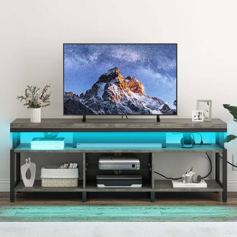 LED TV Stand with Power Outlet for 70/65/60" Entertainment Center - 62 inches