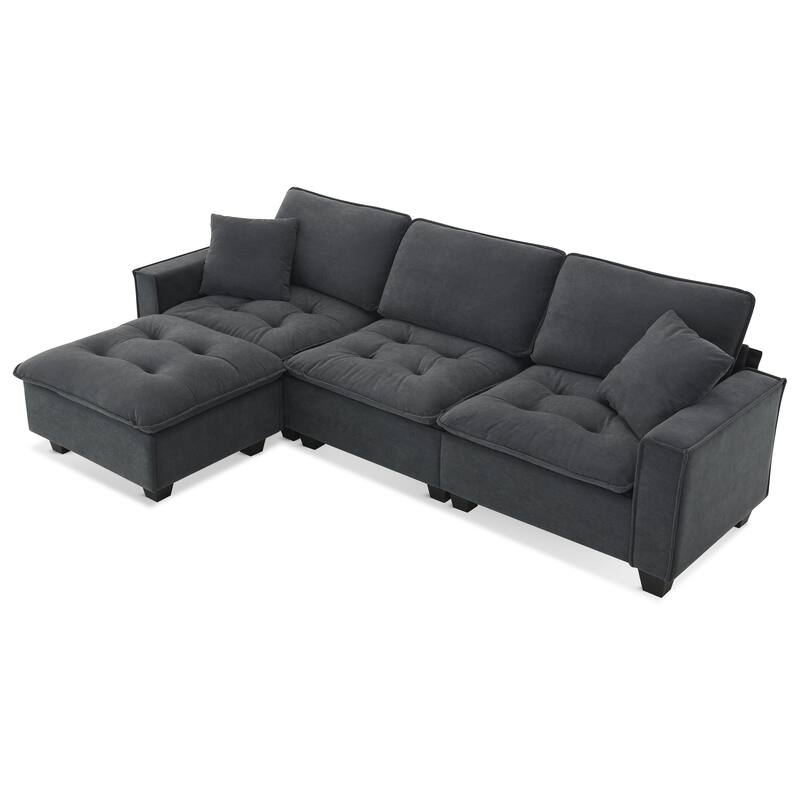Convertible Sectional Sofa, L-shaped Reversible Couch Set
