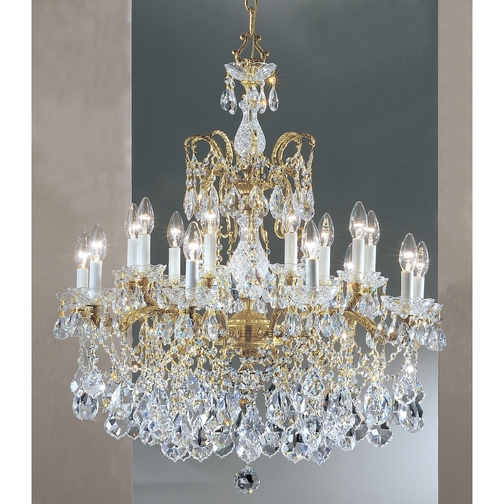 Classic Lighting 5548-OWB  35" Crystal Cast Brass Chandelier from the Madrid Imperial Collection (Crystalique Golden Teak) - Chandeliers For Bedrooms by Overstock.com