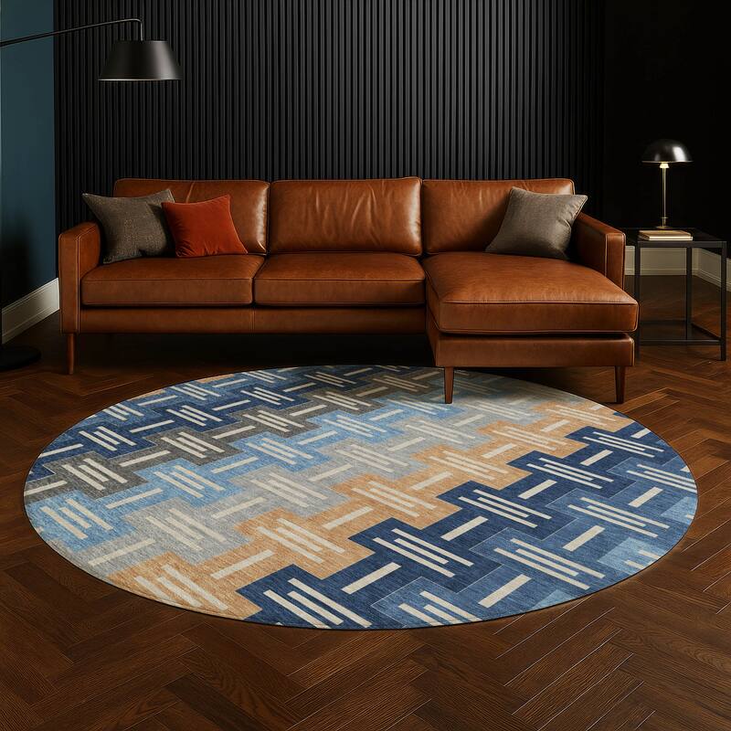 Machine Washable Indoor/ Outdoor Modern Wamego Chantille Rug