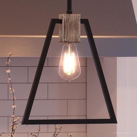 Luxury Industrial Pendant, 10.75"H x 8"W, with Vintage Style, Ash Black Finish by Urban Ambiance - 10.75" H, 8" W, 1.75" Dep
