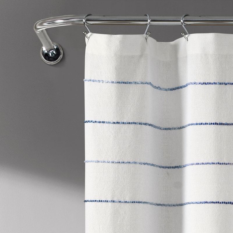 Lush Decor Ombre Stripe Yarn Dyed Cotton Shower Curtain