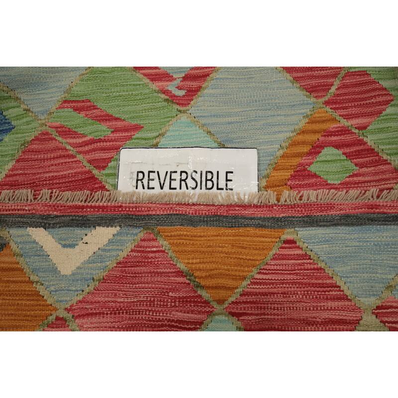 Hand Woven Oriental 100% Wool Carpet Southwestern Tribal Multi-Colored Kilim Area Rug - 5' 11'' X 4' 2''