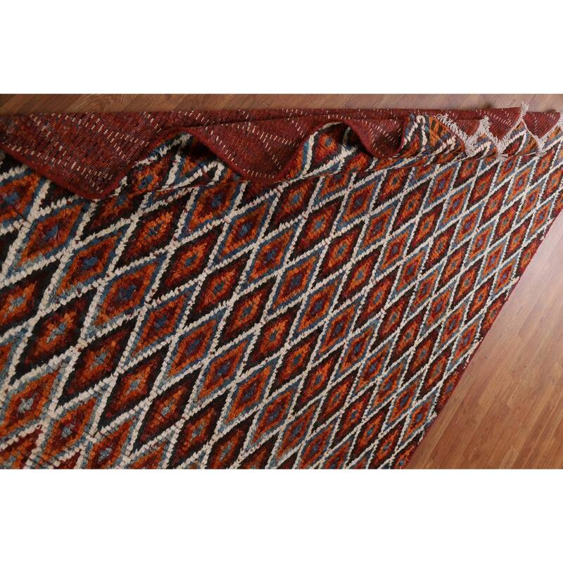 Hand Knotted Oriental 100% Wool Carpet Modern All-Over Oranges & Rust Moroccan Area Rug - 7' 11'' X 5' 8''