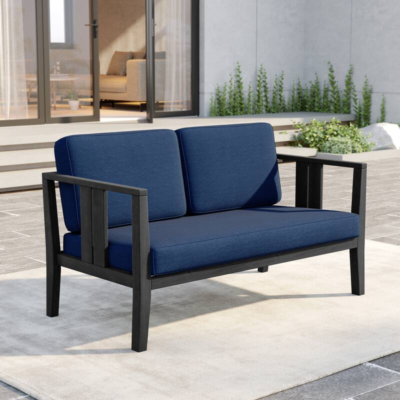 Outdoor Teak Solid Wood Patio Furniture Set Loveseat Armchair Table Collection