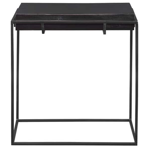 slide 2 of 4, Uttermost 25106 Telone 22" Wide Aluminum Top Iron Side Table Oxidized Black