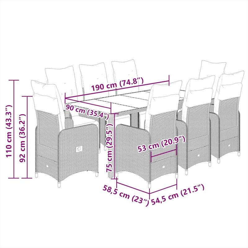 vidaXL Bistro Set Black - 21.5 x 23.0 x 36.2