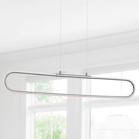 Makena 39" Dimmable Adjustable Integrated LED Metal Linear Pendant, by JONATHAN Y