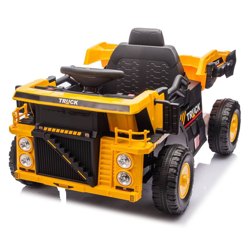 12V Kids Ride On Dump Truck W/Parents Control,2wd,Rear-Wheel Suspension,Electric Dump Bed And Extra Shovel,For Kids 3-5