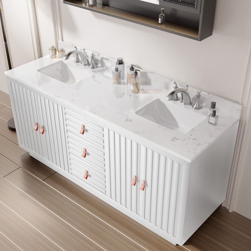 72-Inch Solid Wood Double Vanity with Sinks – Modern Style and Generous Storage