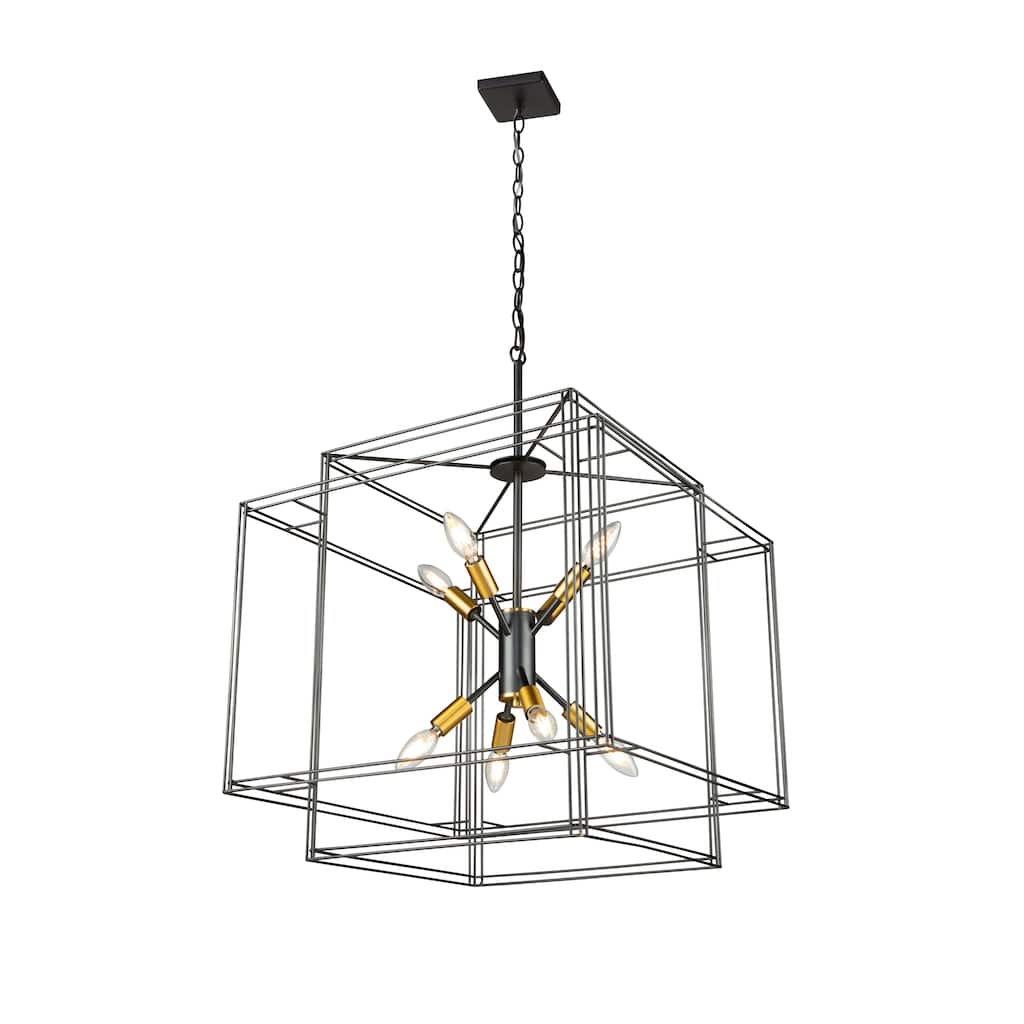 Artisan 8 Light Pendant - Black and Brushed Brass
