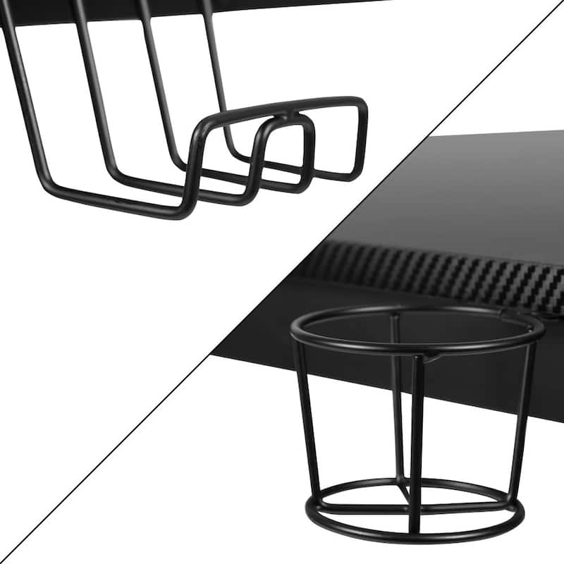 Gaming Desk Set - Cup/Headset Holder/Reclining & Footrest
