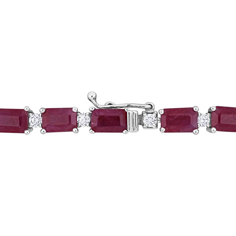 Miadora 14k White Gold Diamond and Ruby Tennis Bracelet 1 to 1 5/8ct TDW